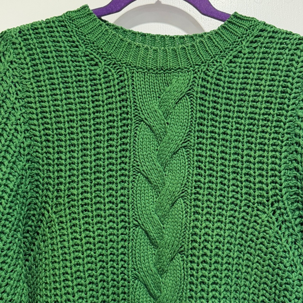 Sezane Green Cable Knit Women's Sweater - Picture 2 of 6
